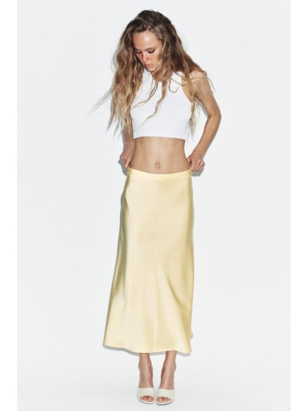 ZARA SATIN MIDI SKIRT